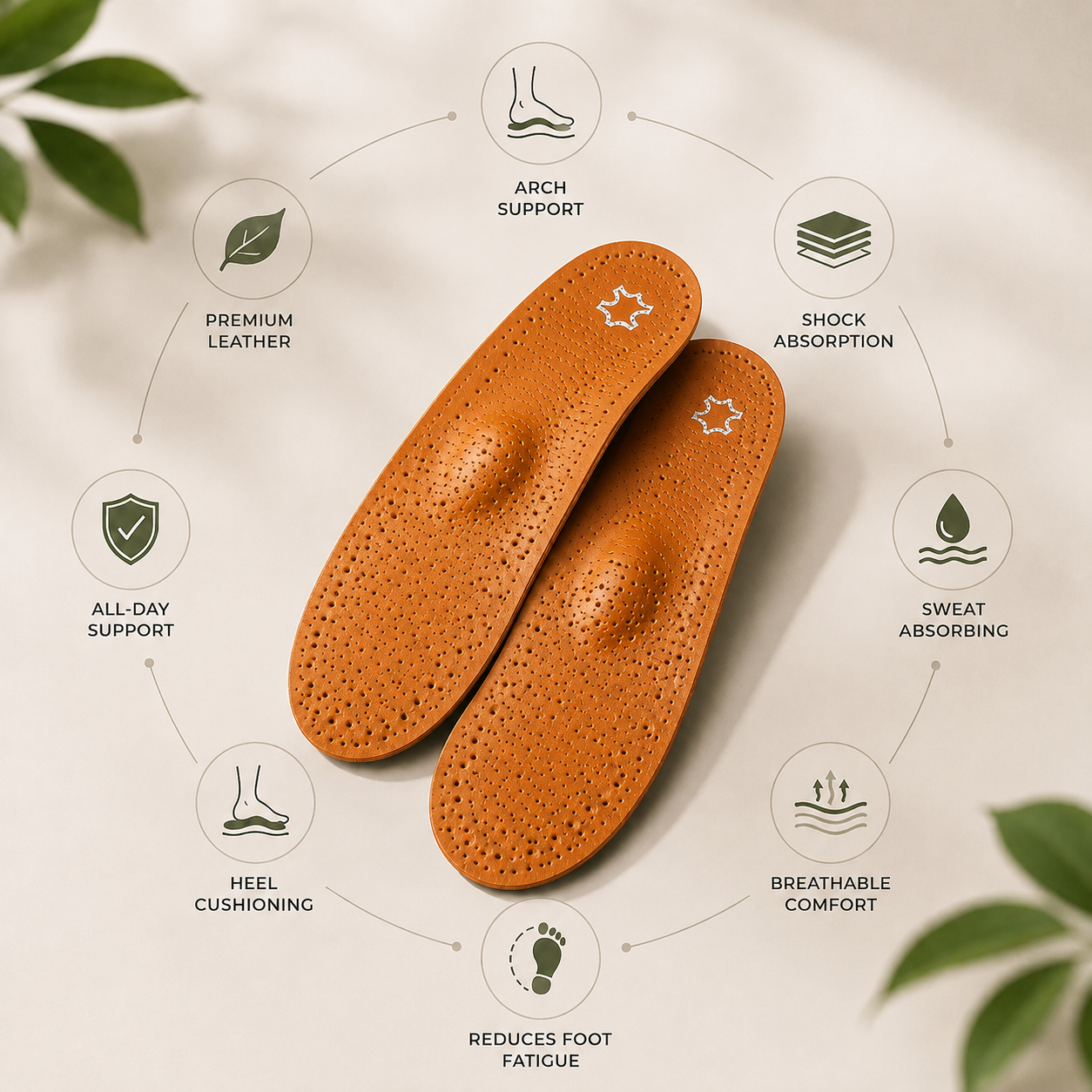 Verynov™ Leather Orthopedic Insoles